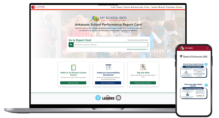Laptop showing My School Info Home Page